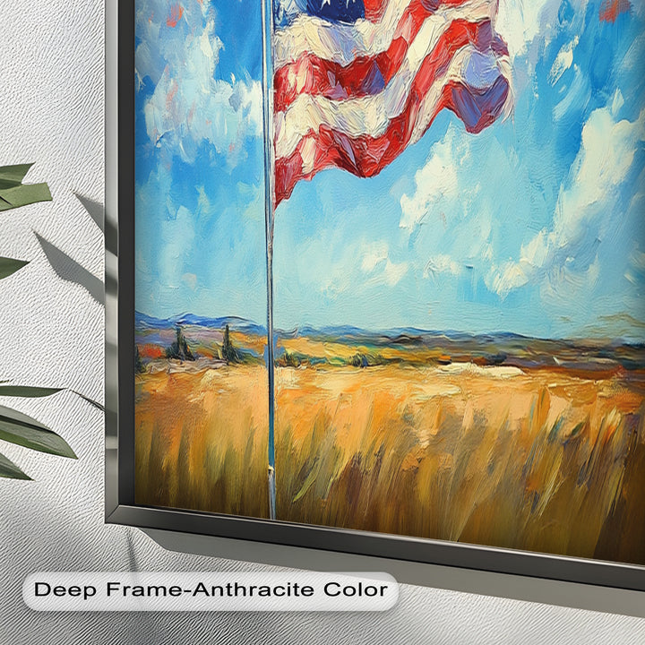Amerikanische Flagge auf dem Land – Patriotisches Ölgemälde