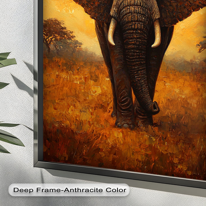 Majestic Elephant at Sunset – Wildlife Oil Painting