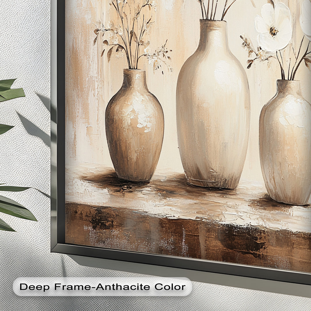 Serenity in Neutral Tones – White Floral Still Life Oil Painting
