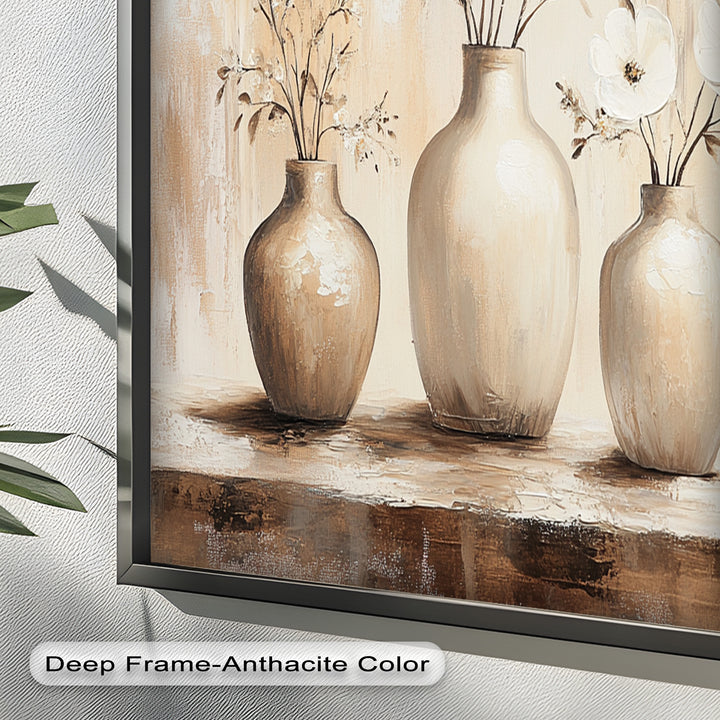 Serenity in Neutral Tones – White Floral Still Life Oil Painting