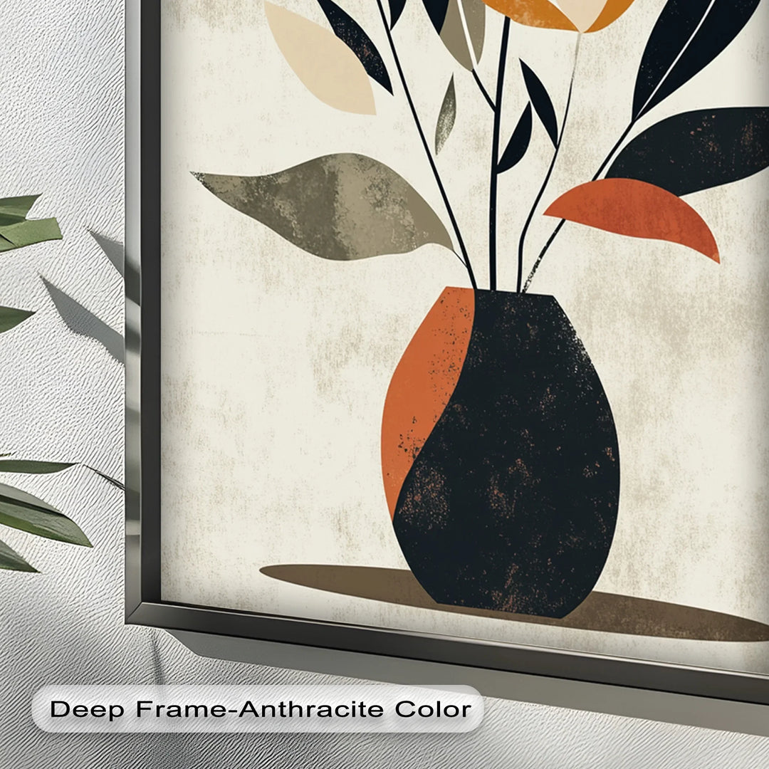 Earthy Boho Floral – Modern Abstract Vase Oil Painting - MyPhotoStation