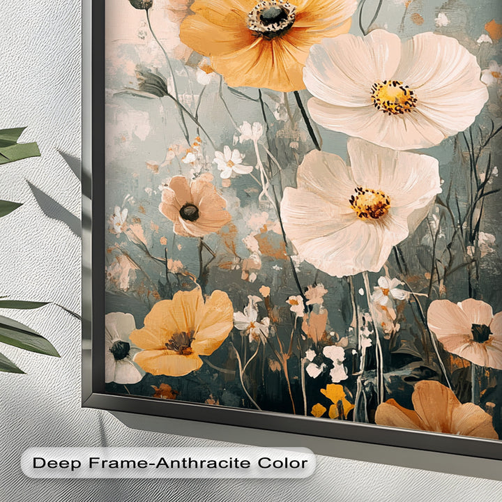 Golden Meadow Bloom - Boho Oil Painting