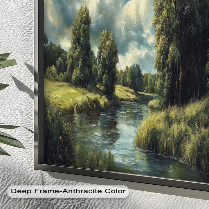 River Landscape Painting – Framed Oil Painting