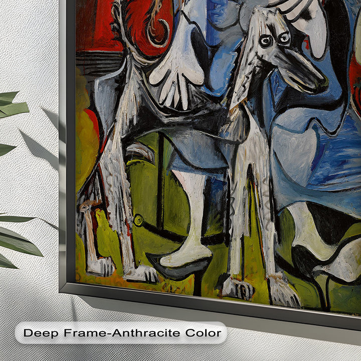 Loyal Companion – Picasso Style Woman with Dog Oil Painting