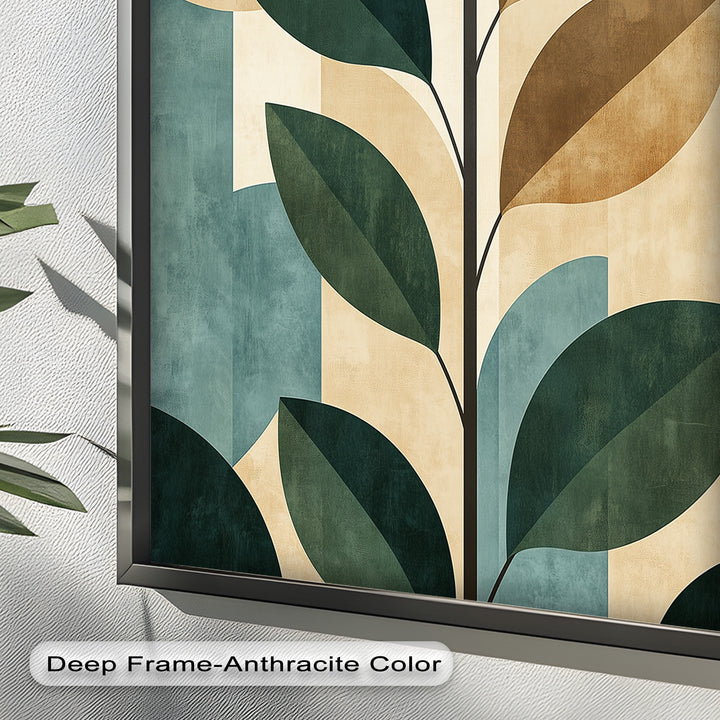 Geometric Botanical – Mid-Century Modern Leaf Oil Painting