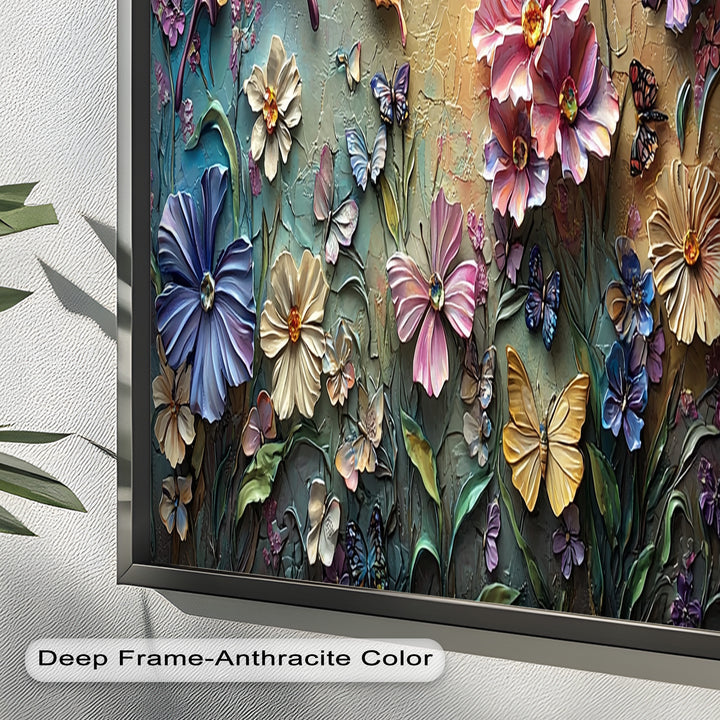 Butterflies Abstract Floral – Colorful Nature-Themed Oil Painting