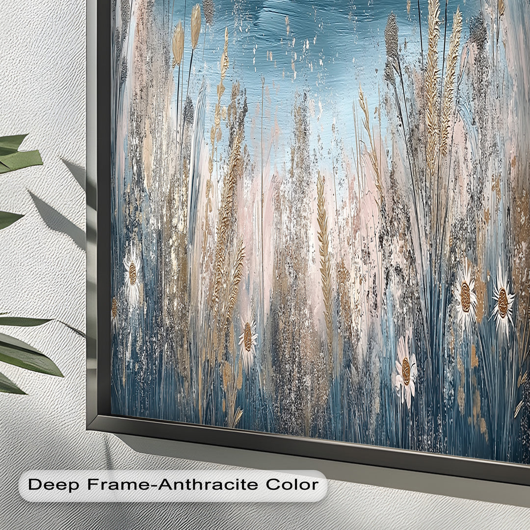 Wildflower Ocean View Wall Art – Framed Oil Painting