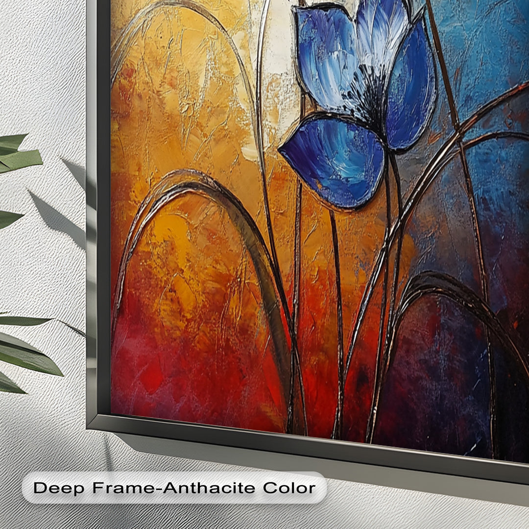 Eternal Bloom – Red, Yellow, and Blue Floral Oil Painting