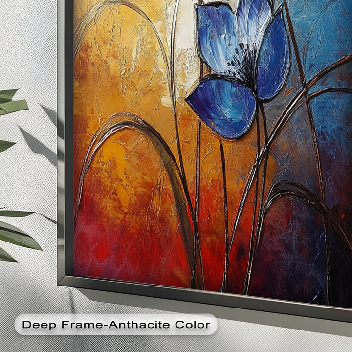 Eternal Bloom – Red, Yellow, and Blue Floral Oil Painting