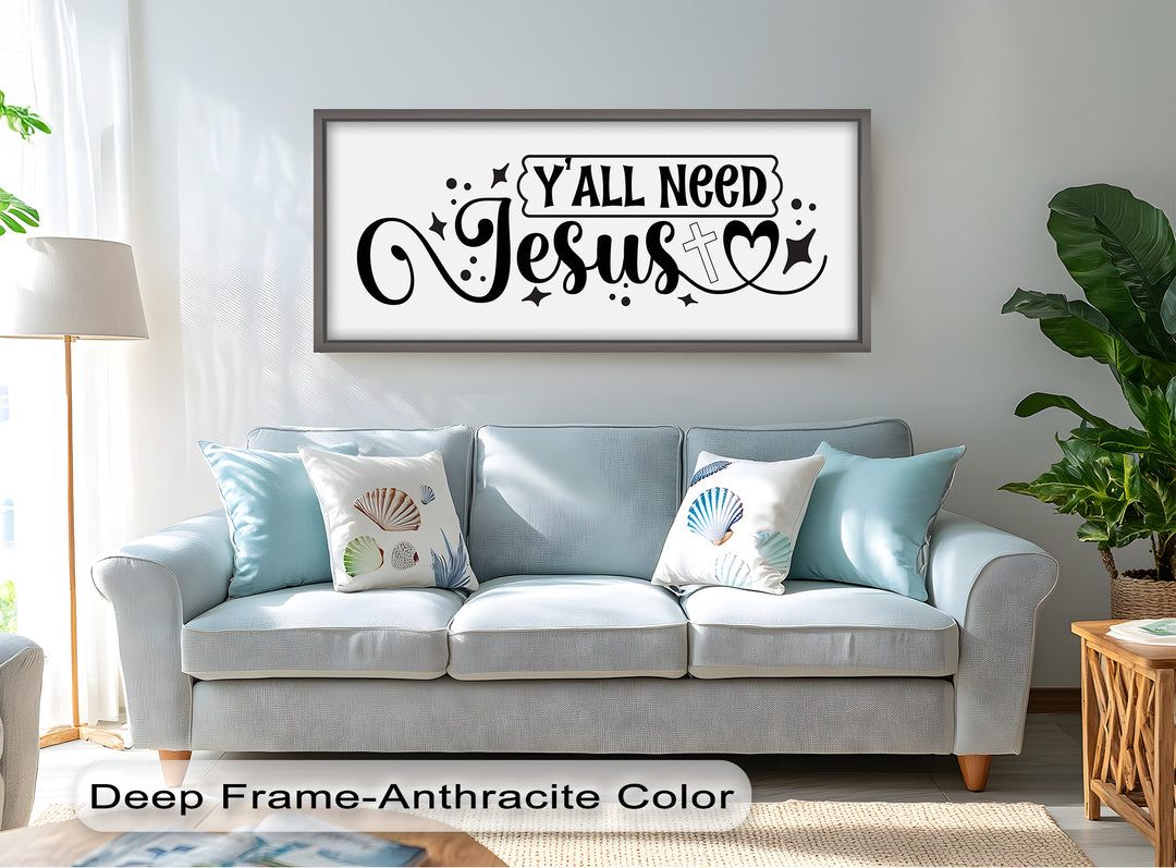 2. Faith & Sass Oil Painting – “Y’all Need Jesus” Religious Decor for Bible Lovers
