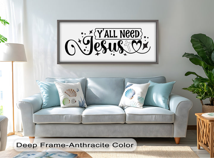 2. Faith & Sass Oil Painting – “Y’all Need Jesus” Religious Decor for Bible Lovers
