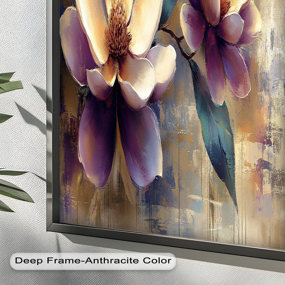Golden Magnolia Blossoms – Modern Floral Oil Painting