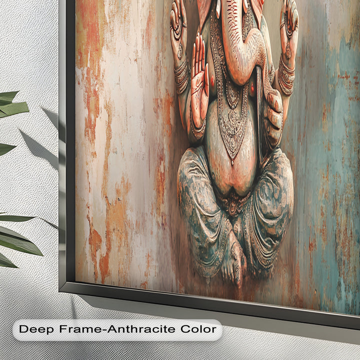Rustikale Ganesha-Wandkunst – Religiöses Ölgemälde