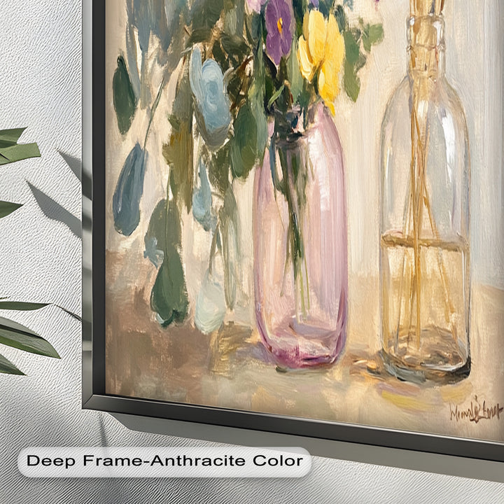 Purple & Yellow Flowers – Botanical Oil Painting