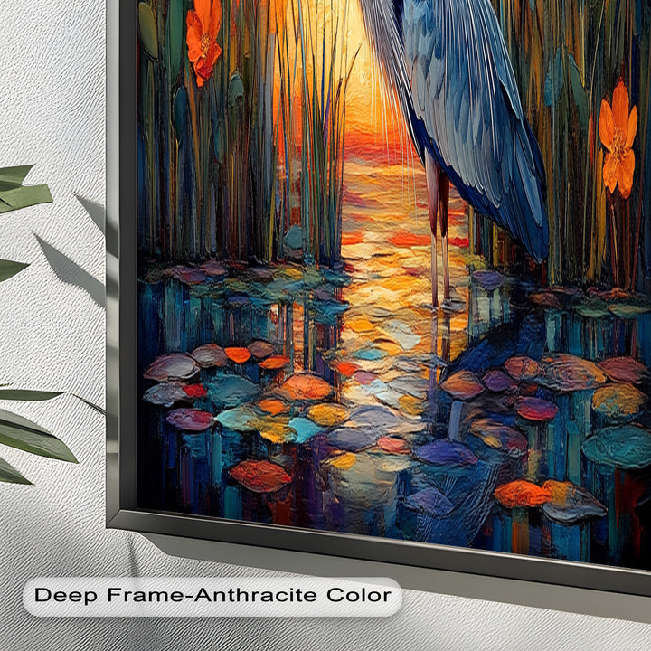 Heron at Sunset  – Animal Oil Painting