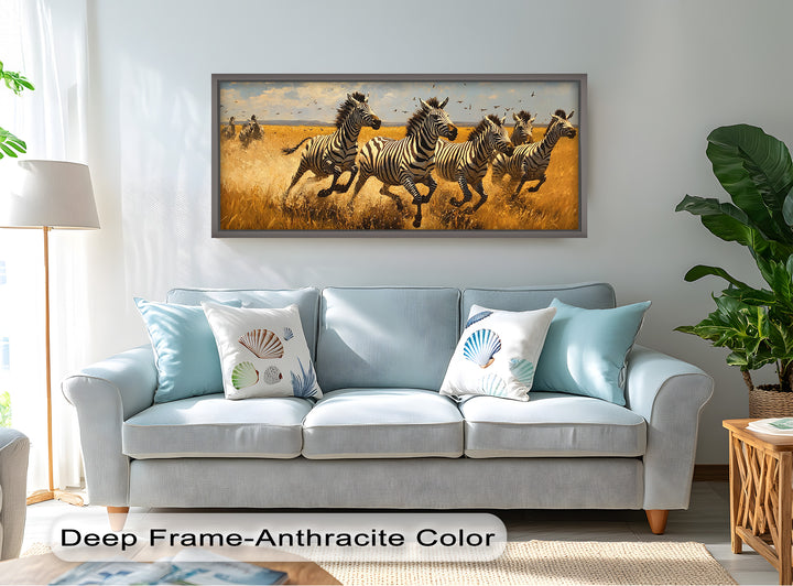 Thundering Zebra Herd – Wild Safari Oil Painting