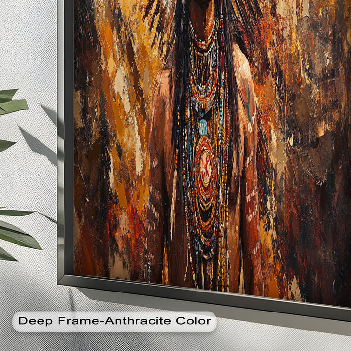 Sacred Flame – Tribal Warrior Portrait Oil Painting