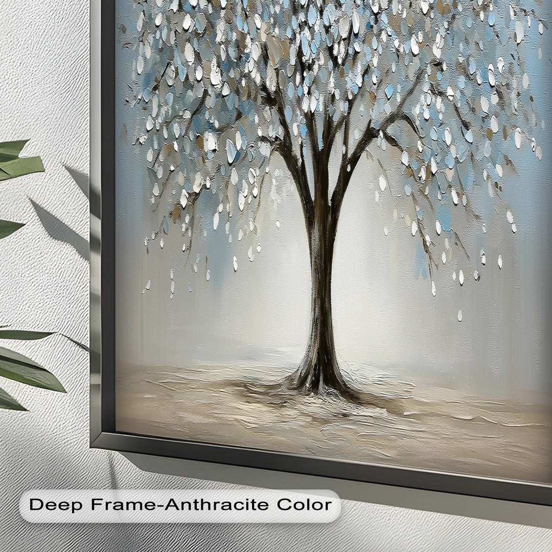 Snowflower Tree – Modern Framed Oil Painting