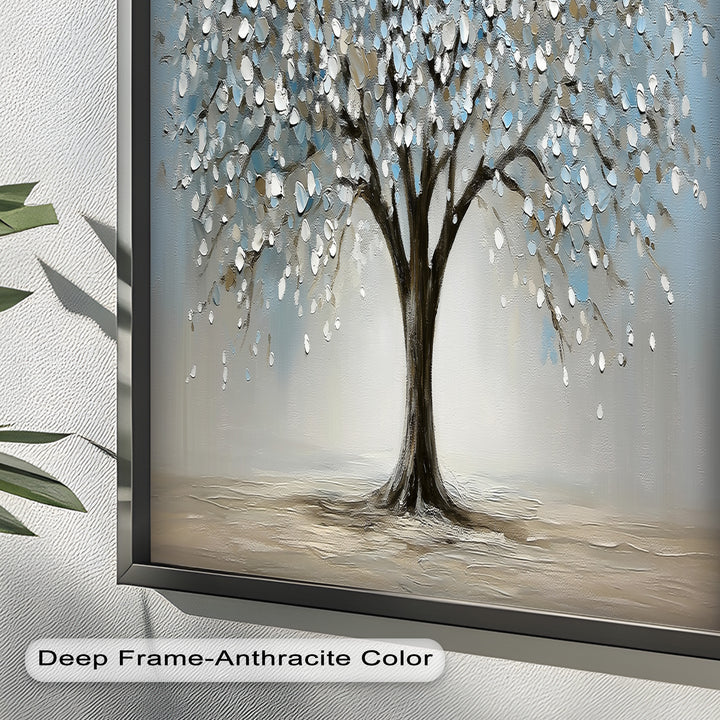 Snowflower Tree – Modern Framed Oil Painting