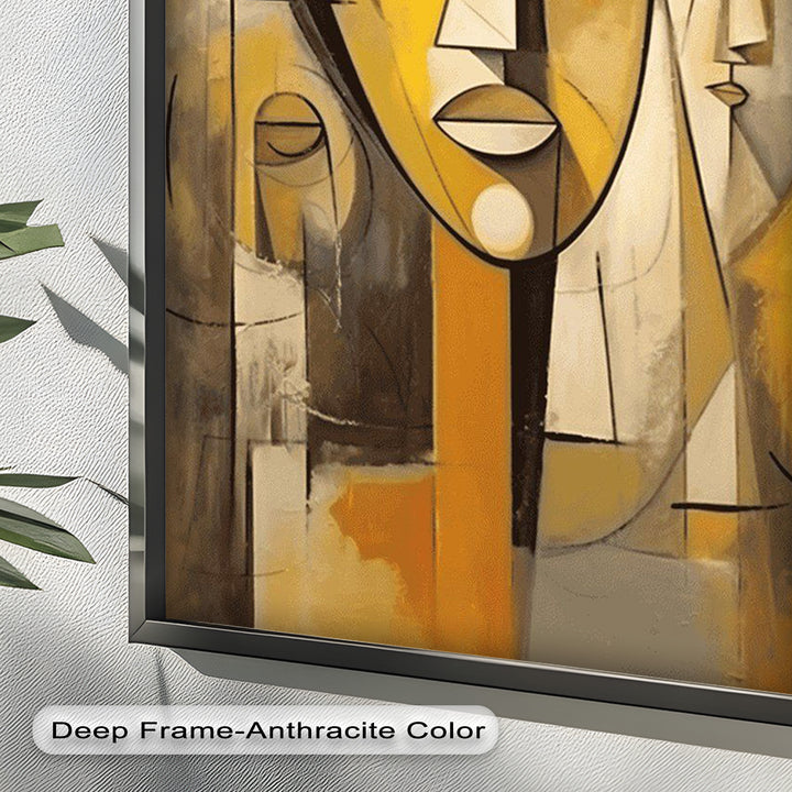 Amber Contours – Abstract Portrait Series in Picasso Oil Painting