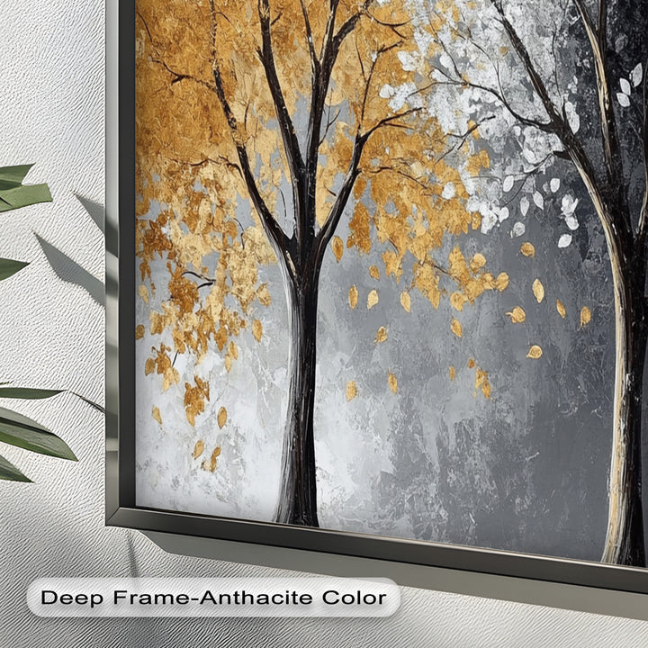 Flüstern von Herbst und Winter – Ölgemälde mit zwei Baumblumen
