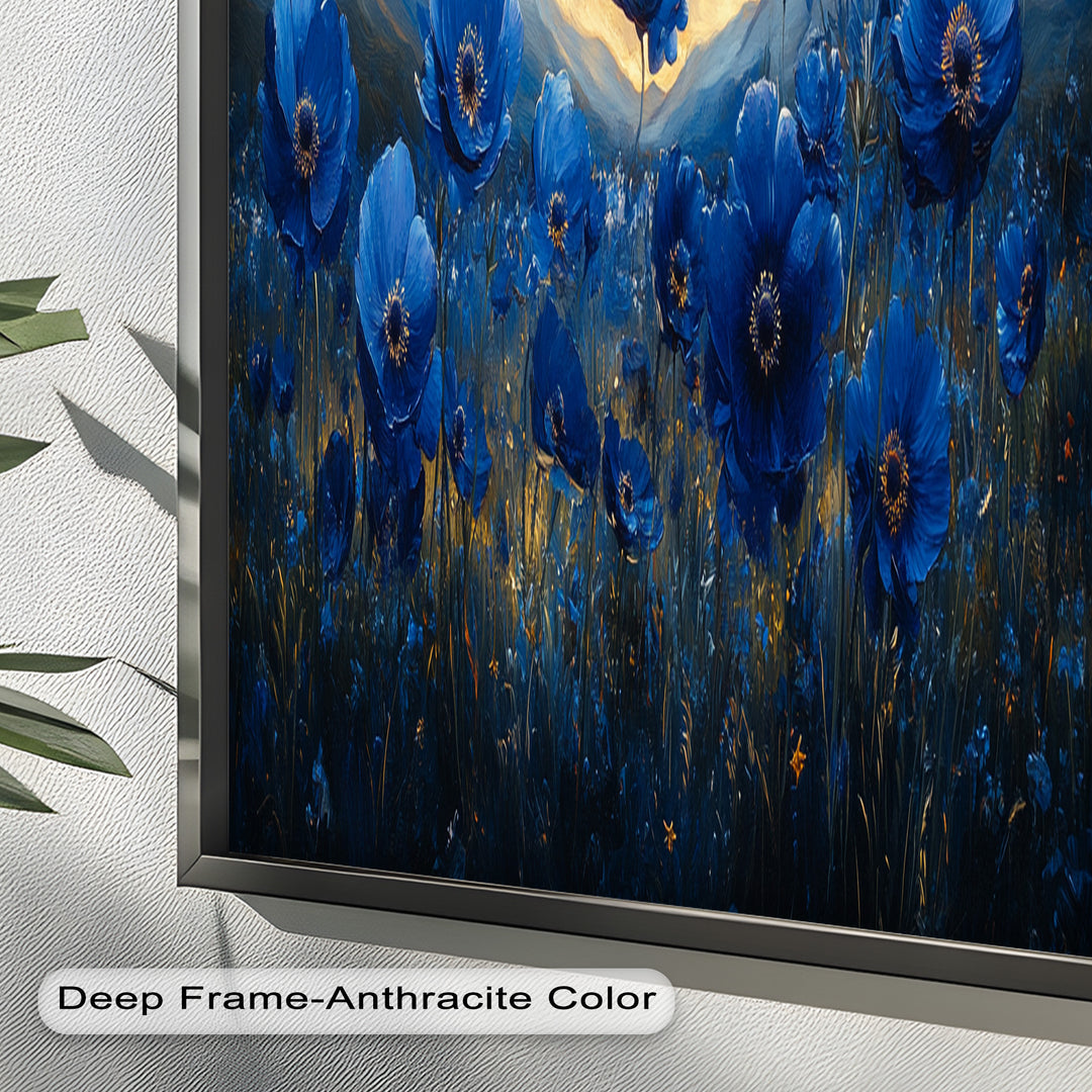 Blue Poppies Beneath a Twilight Sky - Flower Oil Painting