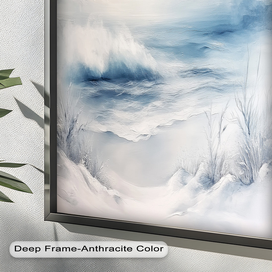 Coastal Wall Art - Snowy Beach Seascape Oil Painting