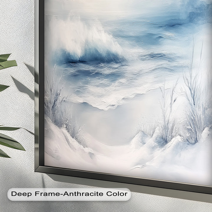 Coastal Wall Art - Snowy Beach Seascape Oil Painting