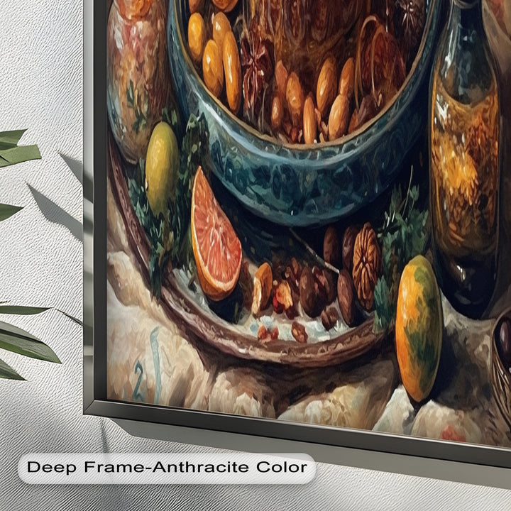 Golden Harvest Table – Ornamentales Festmahl Stillleben Essen Malerei