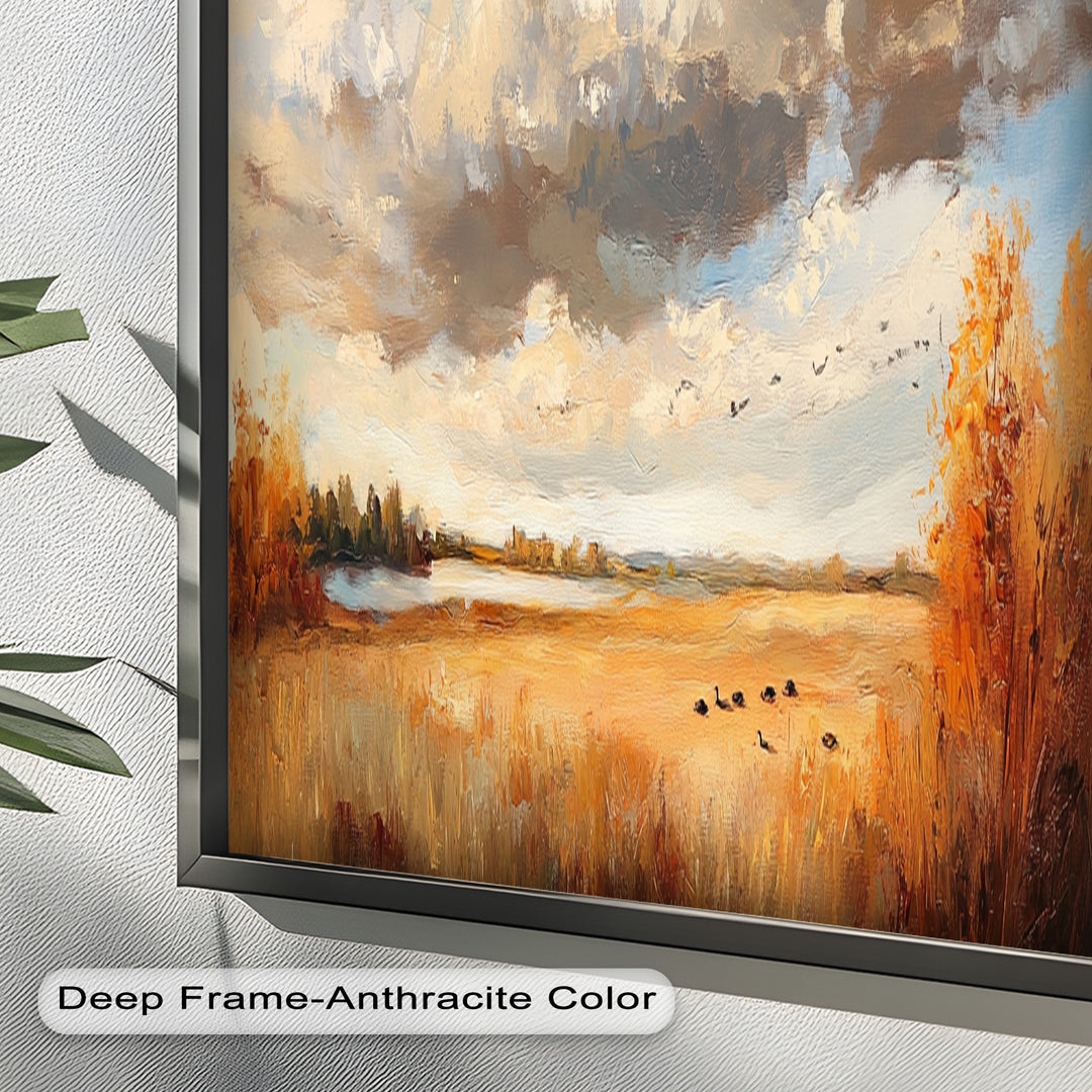Autumn Meadow Wall Art – Impressionist Landscape Oil Painting