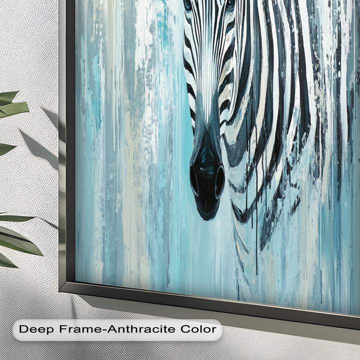 Zebra in Blue Abstract Style - Animal Oil Painting