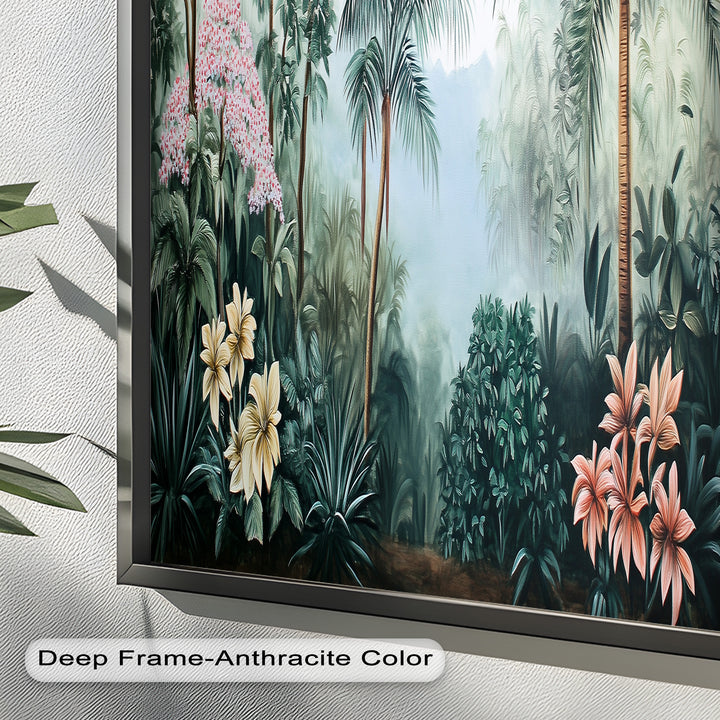 Floral Tropics Oasis – Palm Tree Oil Painting