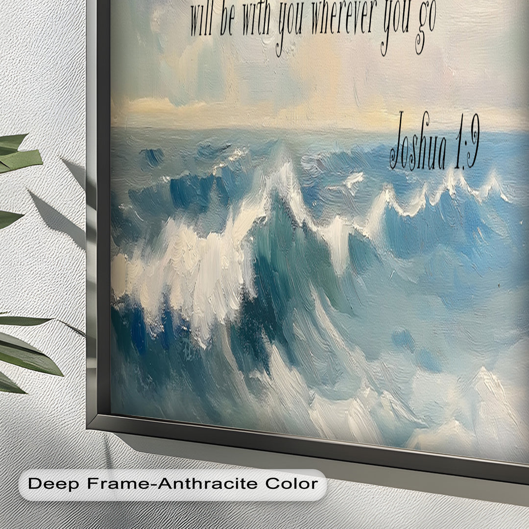 Joshua 1:9 – Strength and Courage Bible Verse Oil Painting