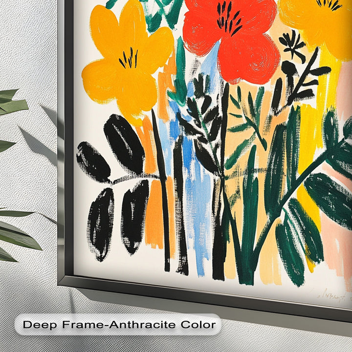 Fröhlicher wilder Garten – Fauvistisches Boho-Blumen-Ölgemälde