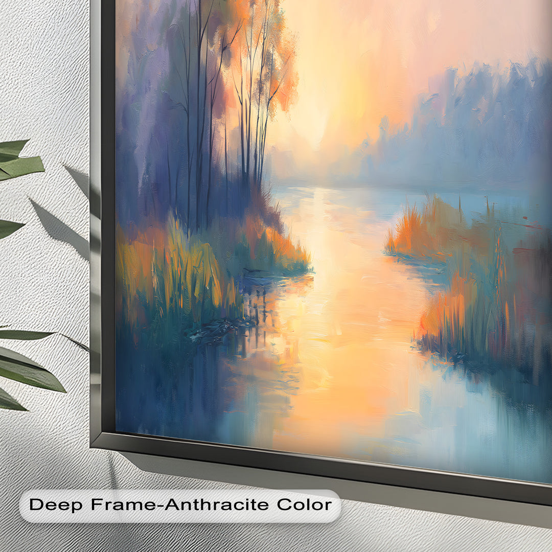 Sunrise on a Cold Morning – Framed Landscape Oil Painting
