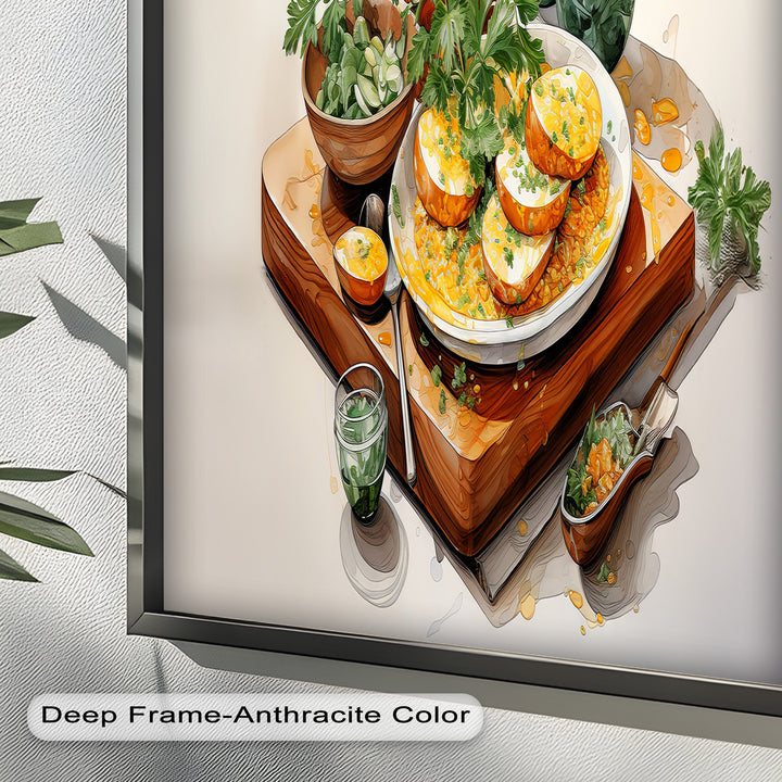 Golden Herb Delight – Rustic Food Still Life Painting