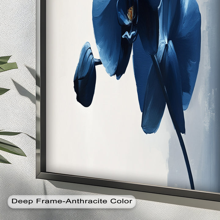 Blue Orchid Wall Art – Modern Floral Oil Painting