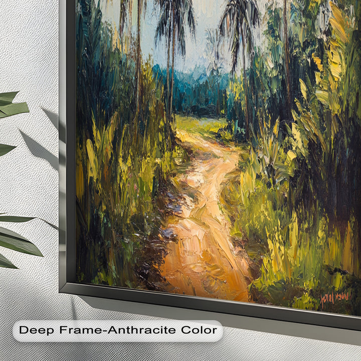 Tropical Pathway with Palm Trees – Impressionist Oil Painting