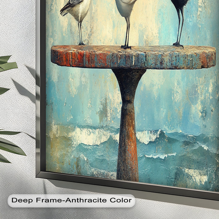 Surreal Birds on Pedestal – Animal Oil Painting