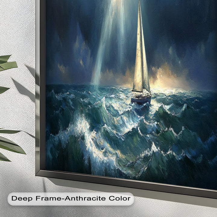 Stormy Horizon – Boat Oil Painting