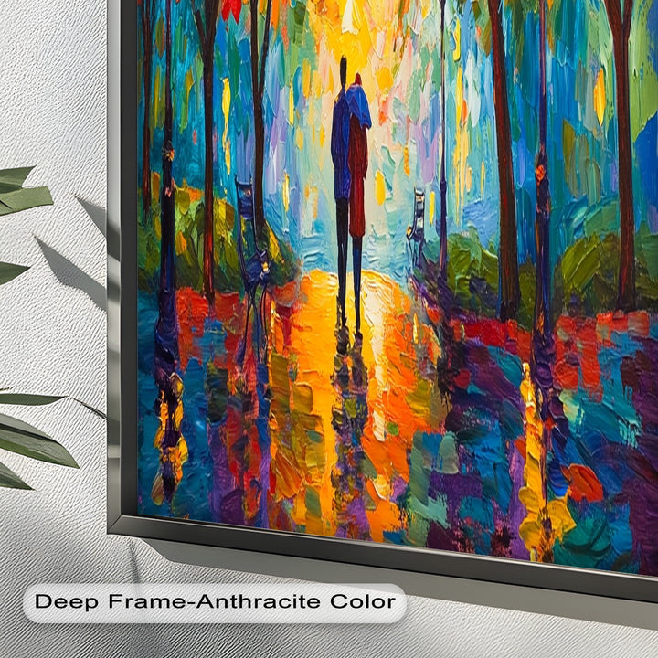 Autumn Radiance – Lovers Under the Colorful Canopy Love Oil Painting