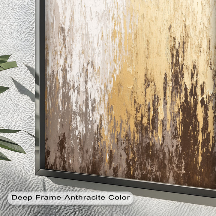 Abstrakte Kunst in Gold und Weiß – Modernes Luxus-Ölgemälde