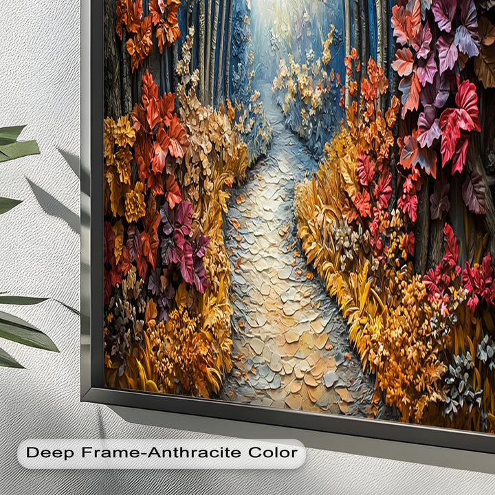 Gerahmte Kunst „Herbstpfad“ – Modernes Waldölgemälde
