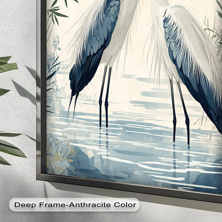 Twin Herons in Harmony – Bird Oil Painting