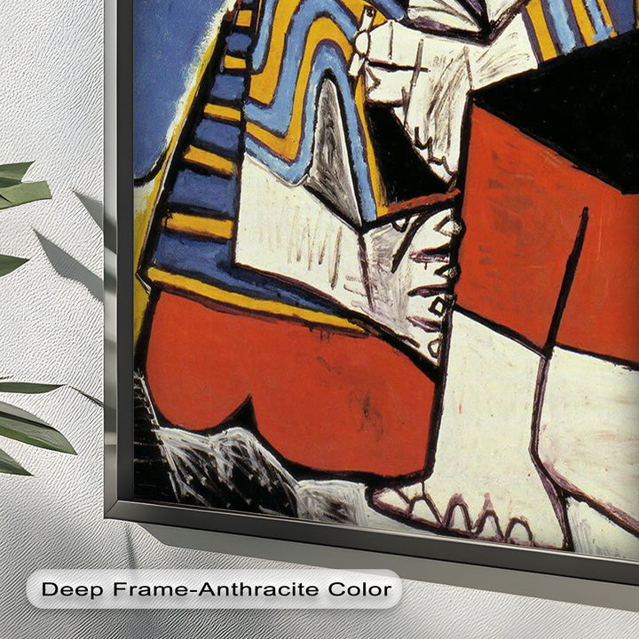 Geometric Man in Red Hat Wall Art – Cubist Oil Painting