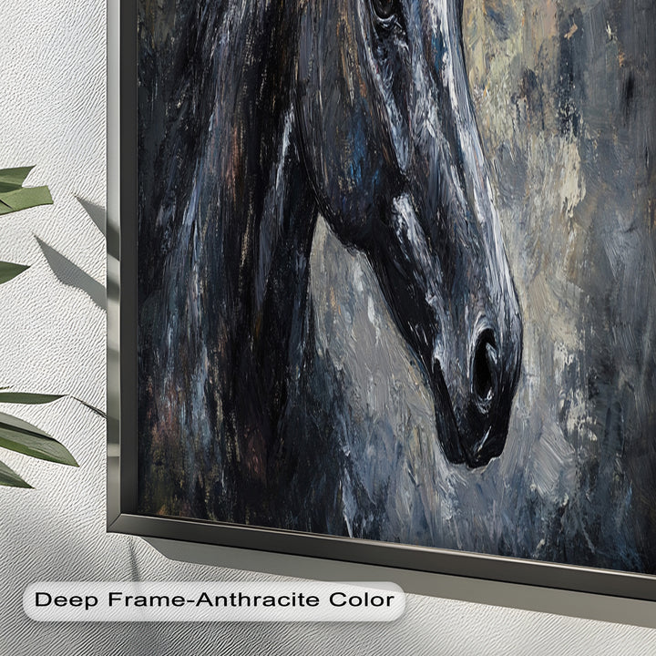 Black Horse Portrait - Animal Oil Painting
