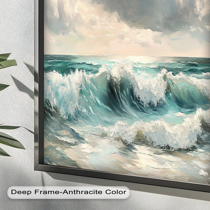 Coastal Wall Art - Turquoise Wave Seascape Oil Painting