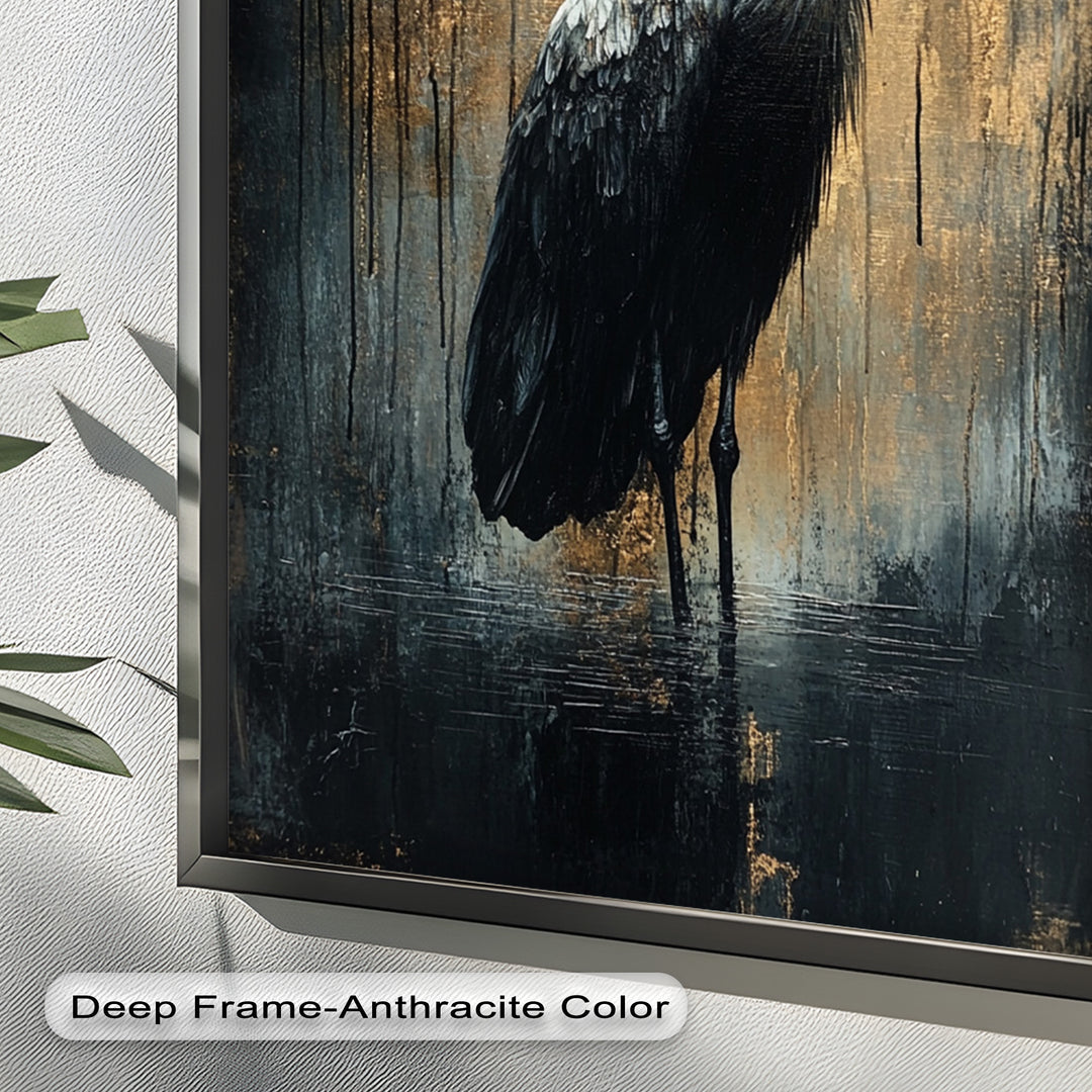 Golden Shadow Heron – Animal Oil Painting