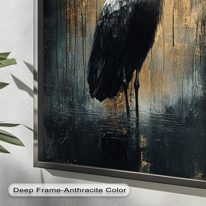 Golden Shadow Heron – Animal Oil Painting