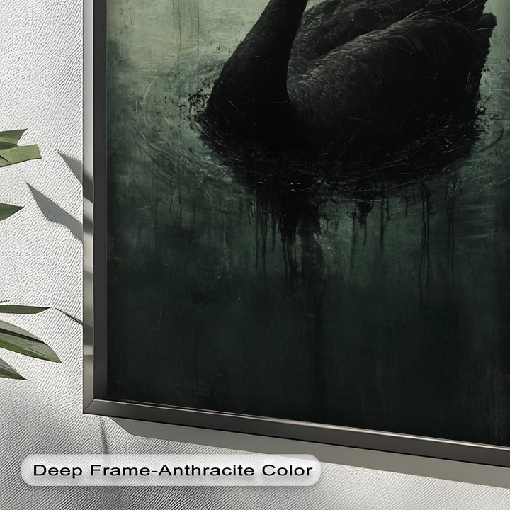 Solitary Grace – Moody Black Swan Oil Painting